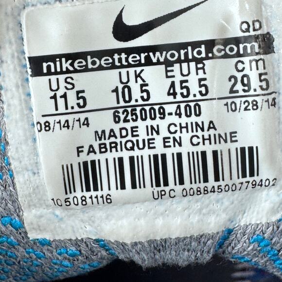 Nike Flyknit Trainer Chukka FSB Sneakers Mens Size‎ 11.5 Blue Lace Up 625009-400 - Picture 9 of 9